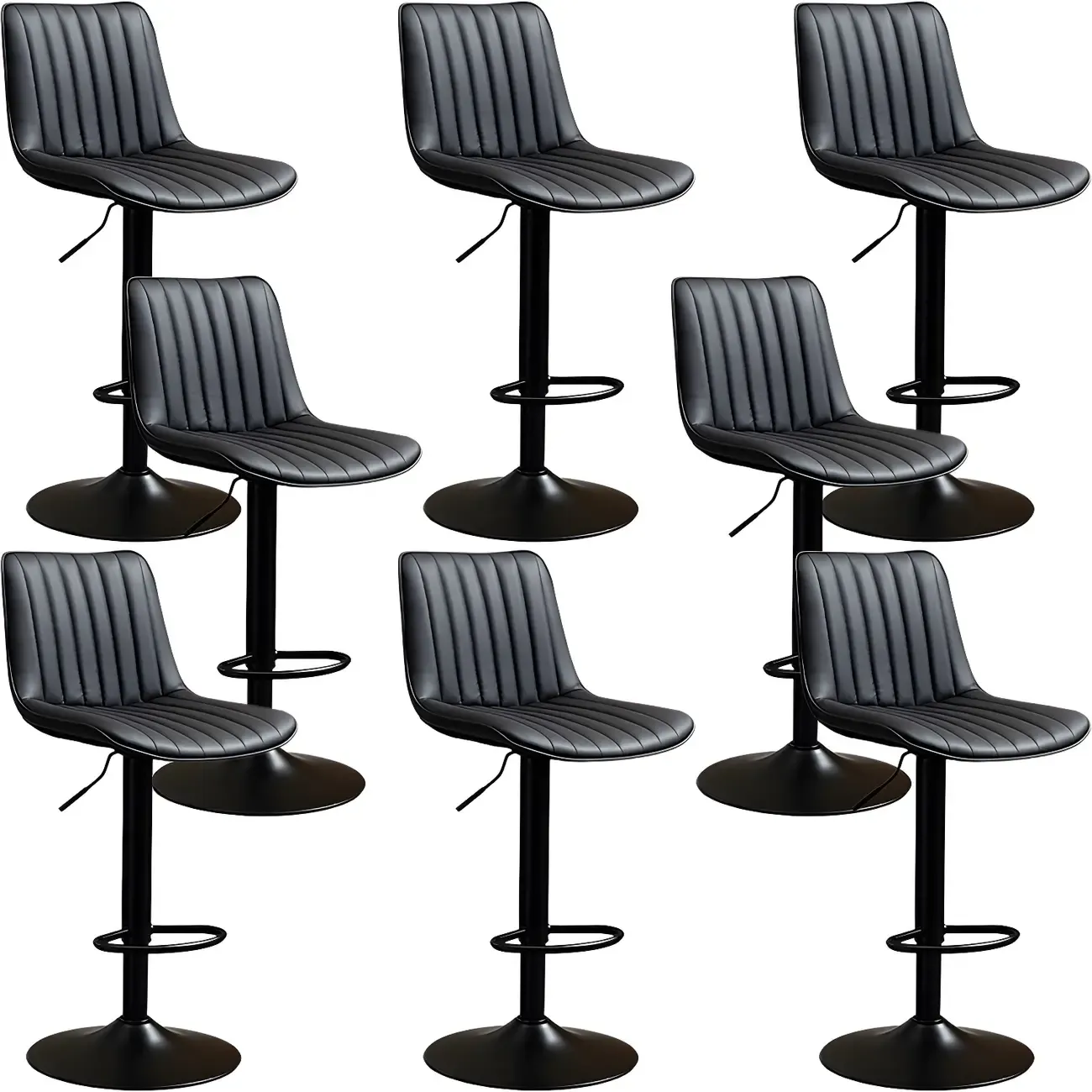 Stylish Leather Upholstered Bar Stools with Footrest for Home Bar Image - 20