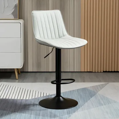 Stylish Leather Upholstered Bar Stools with Footrest for Home Bar Image - 27