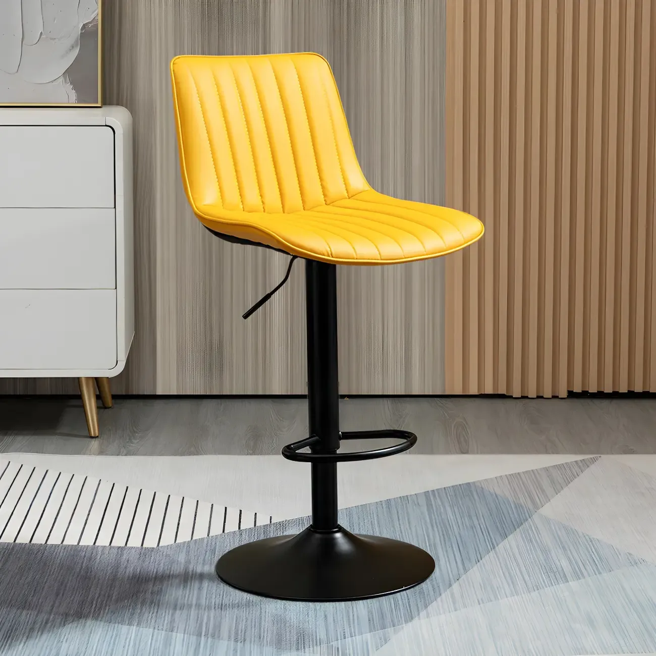 Stylish Leather Upholstered Bar Stools with Footrest for Home Bar Image - 30
