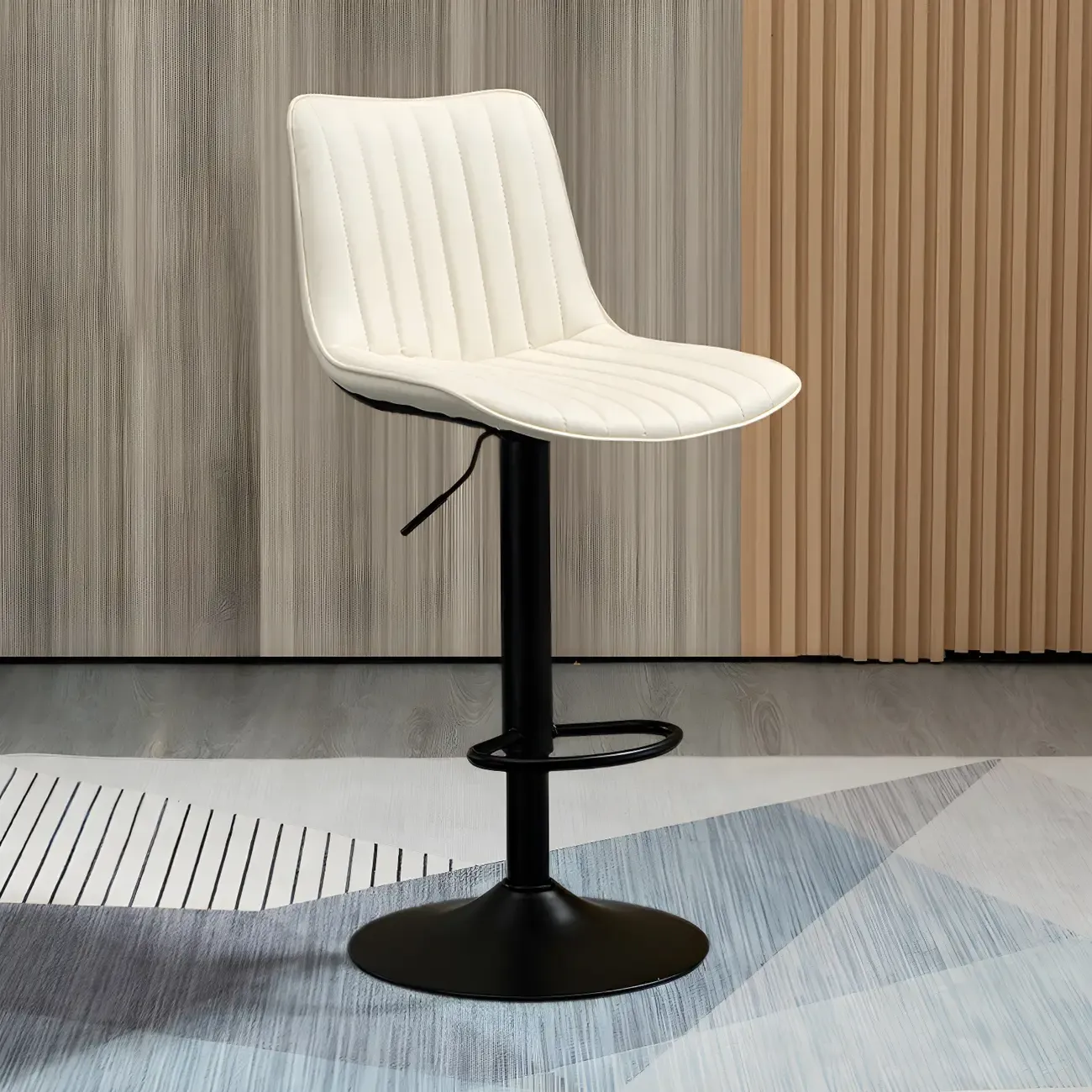 Stylish Leather Upholstered Bar Stools with Footrest for Home Bar Image - 51