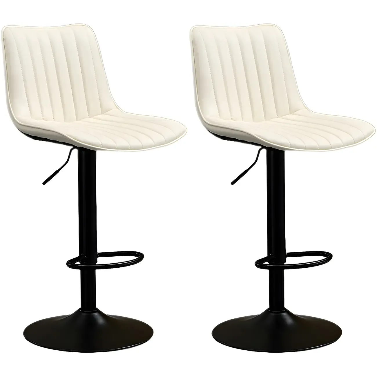 Stylish Leather Upholstered Bar Stools with Footrest for Home Bar Image - 52