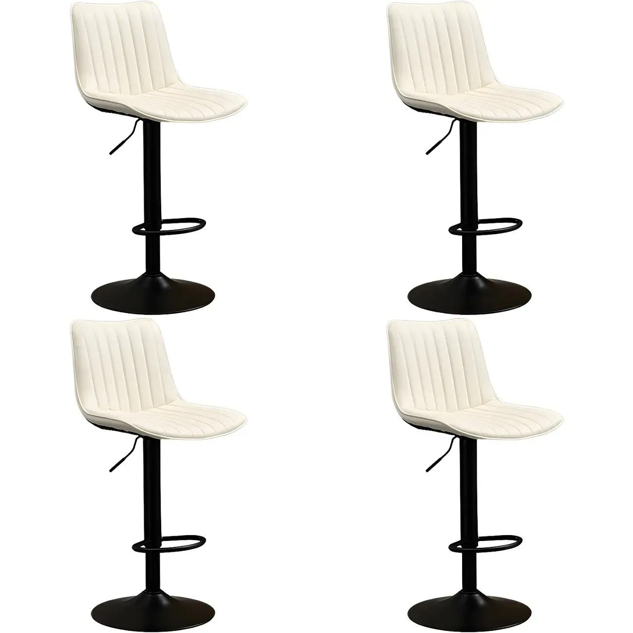 Stylish Leather Upholstered Bar Stools with Footrest for Home Bar Image - 53