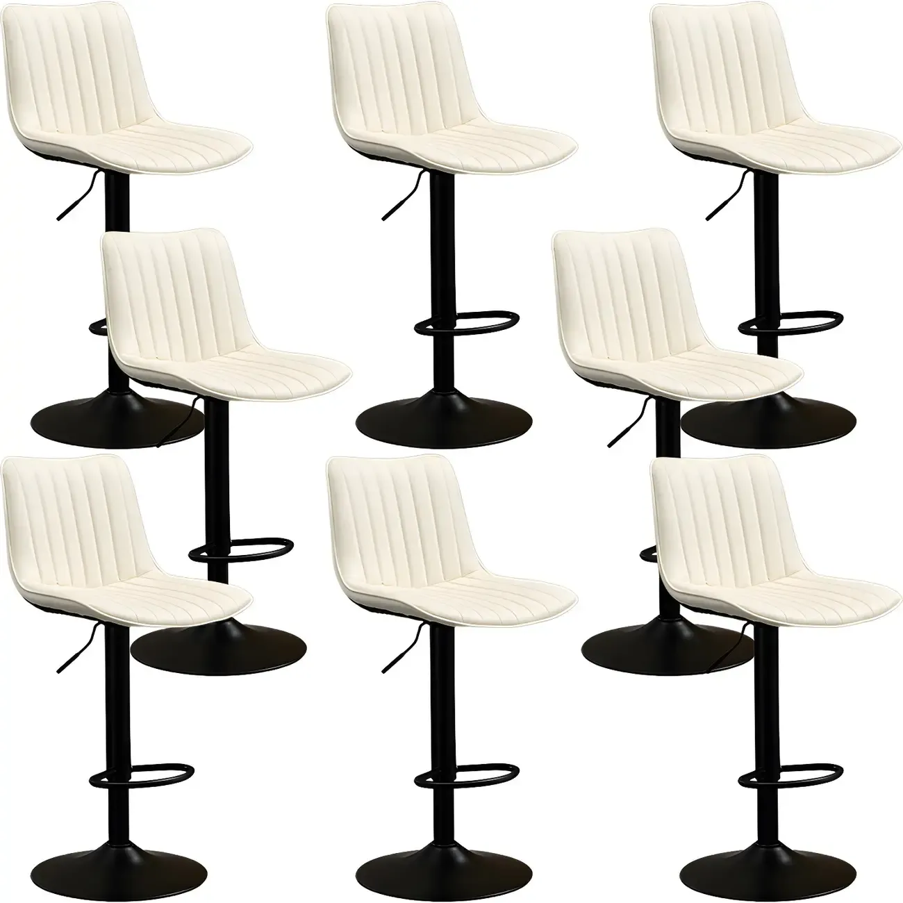 Stylish Leather Upholstered Bar Stools with Footrest for Home Bar Image - 55