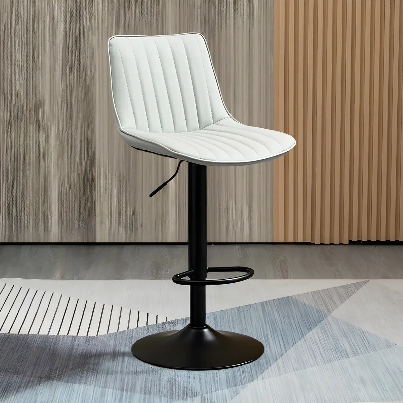 Stylish Leather Upholstered Bar Stools with Footrest for Home Bar Image - 56