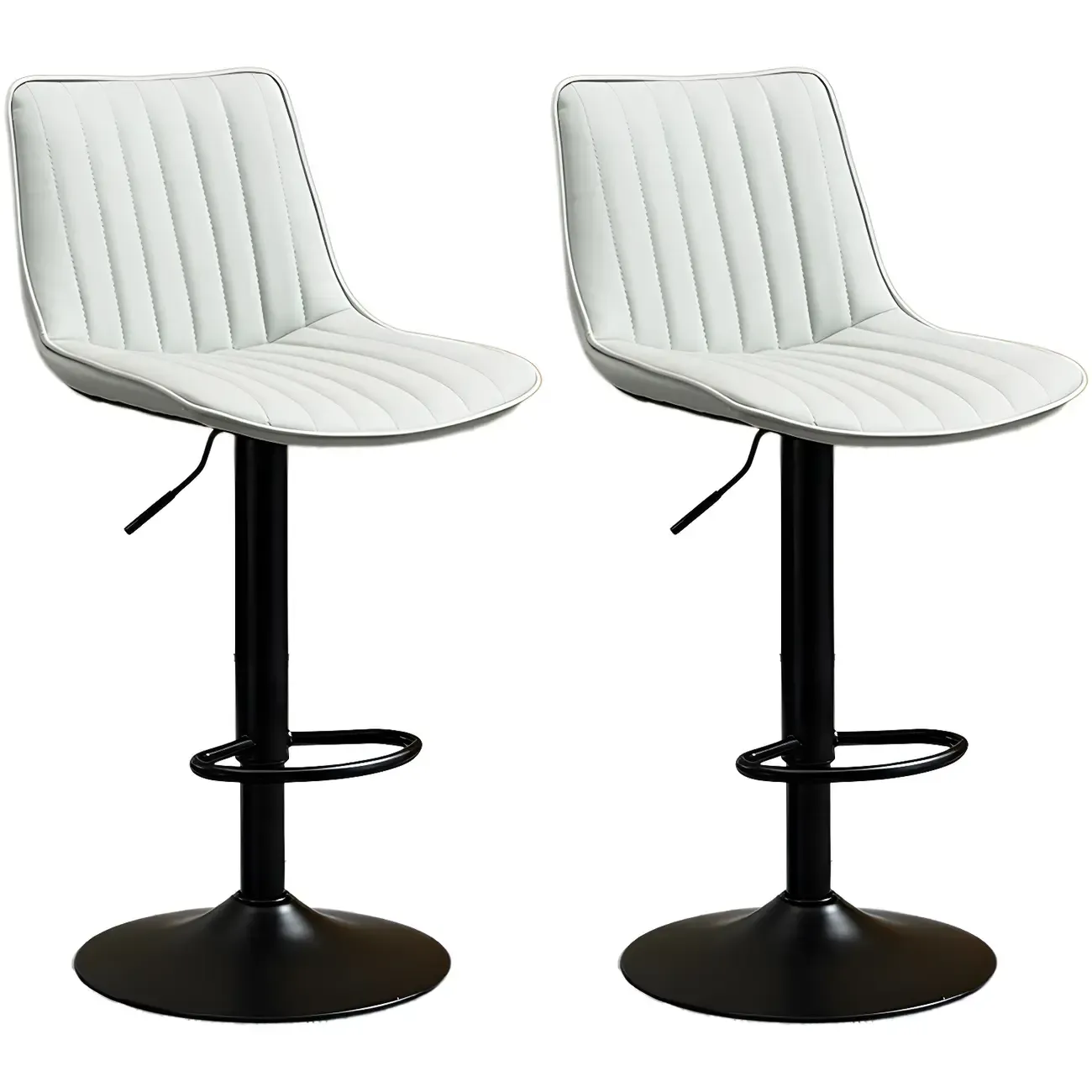 Stylish Leather Upholstered Bar Stools with Footrest for Home Bar Image - 57