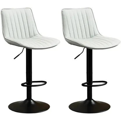 Stylish Leather Upholstered Bar Stools with Footrest for Home Bar Image - 57