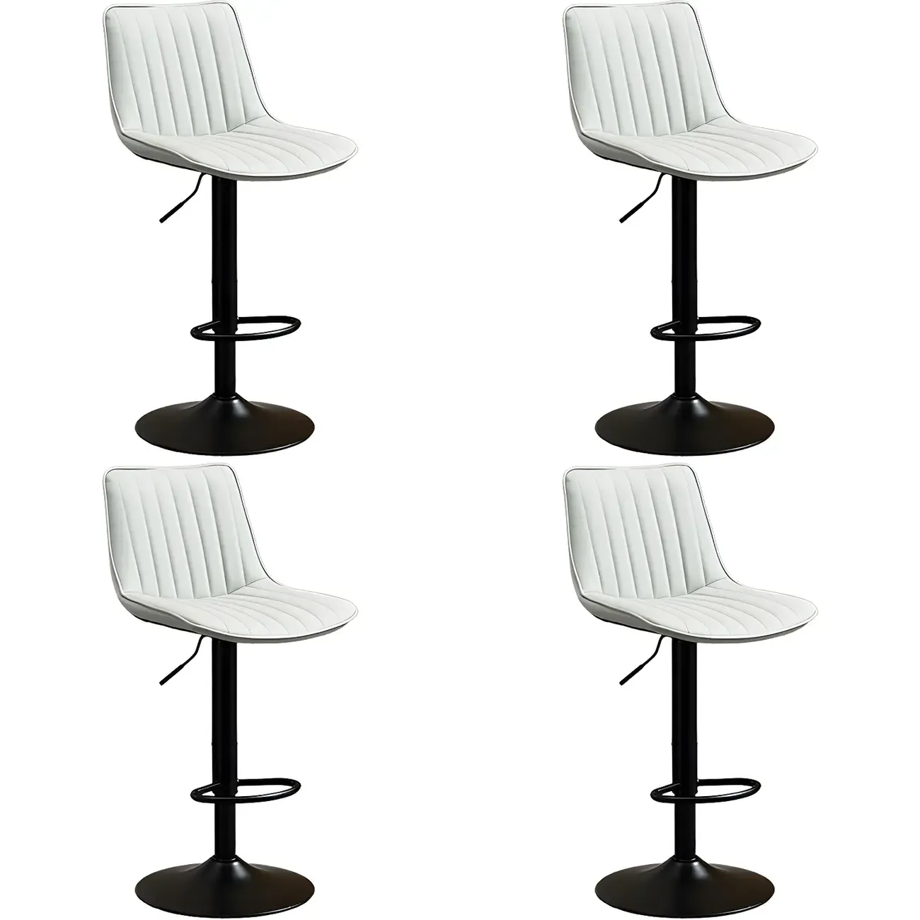 Stylish Leather Upholstered Bar Stools with Footrest for Home Bar Image - 58
