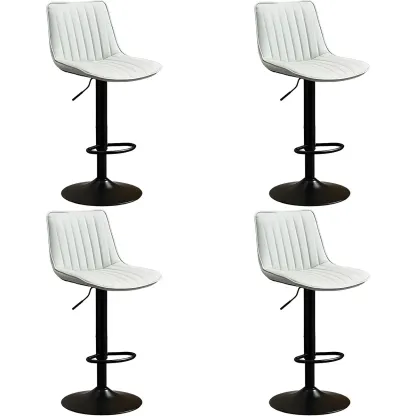 Stylish Leather Upholstered Bar Stools with Footrest for Home Bar Image - 58
