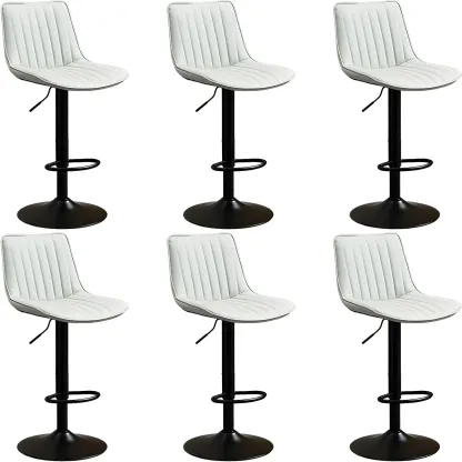 Stylish Leather Upholstered Bar Stools with Footrest for Home Bar Image - 59
