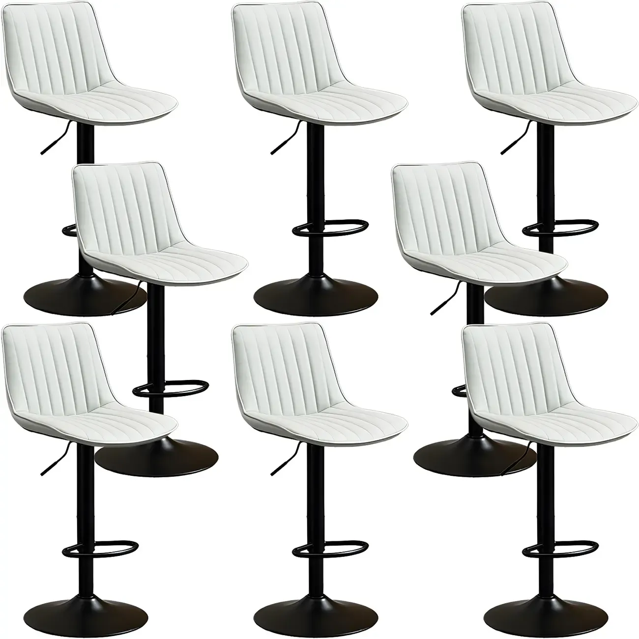 Stylish Leather Upholstered Bar Stools with Footrest for Home Bar Image - 60