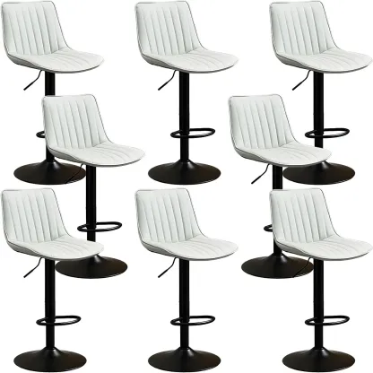 Stylish Leather Upholstered Bar Stools with Footrest for Home Bar Image - 60