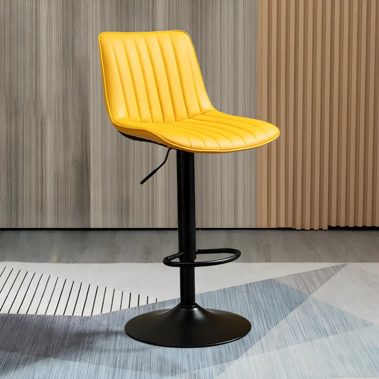 Stylish Leather Upholstered Bar Stools with Footrest for Home Bar Image - 61