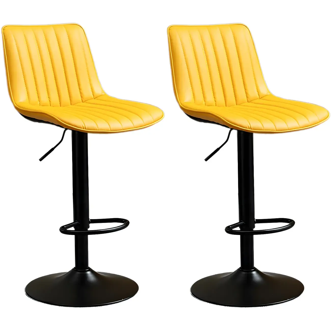 Stylish Leather Upholstered Bar Stools with Footrest for Home Bar Image - 62