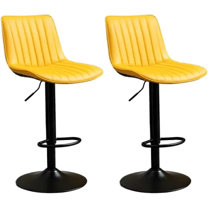 Stylish Leather Upholstered Bar Stools with Footrest for Home Bar Image - 62