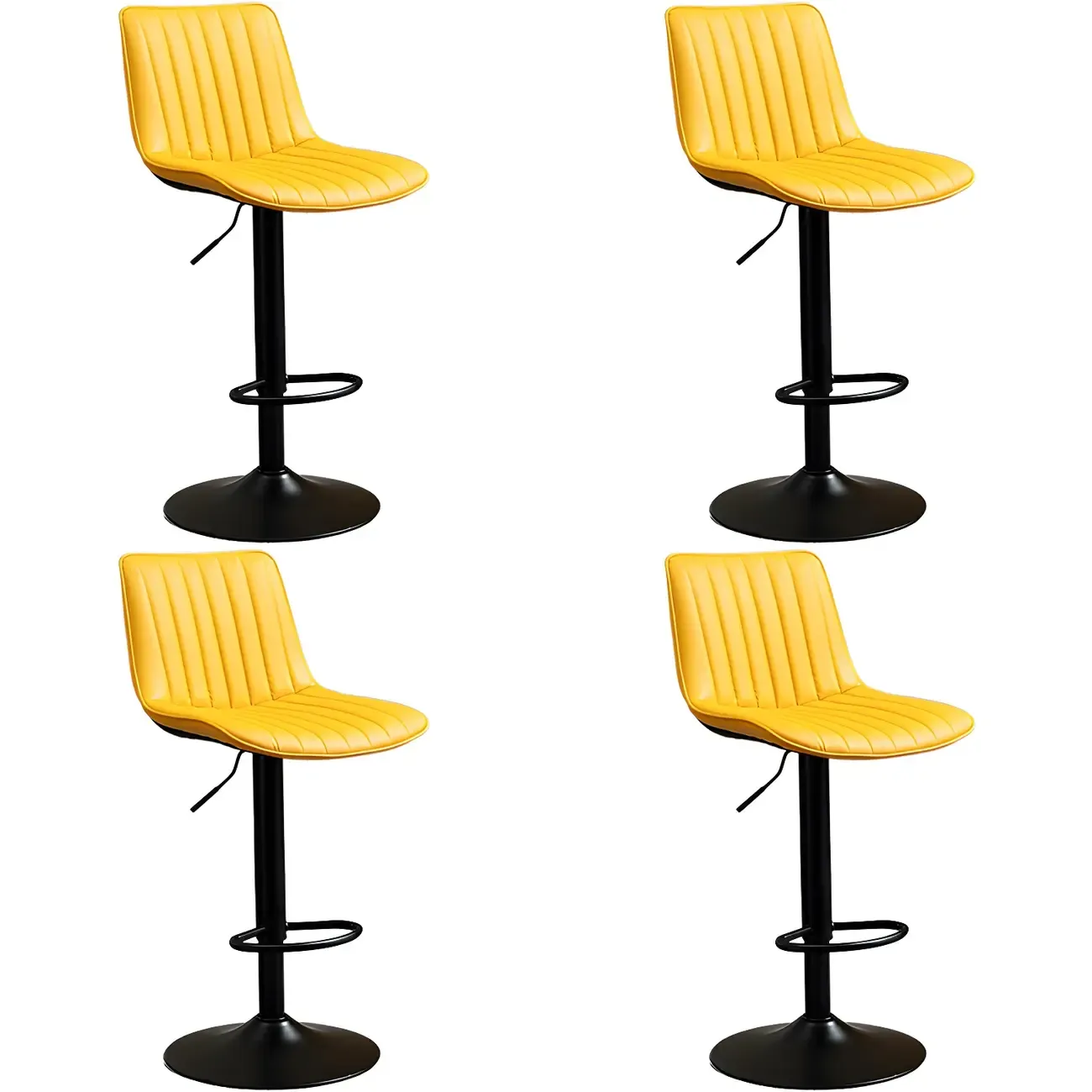 Stylish Leather Upholstered Bar Stools with Footrest for Home Bar Image - 63