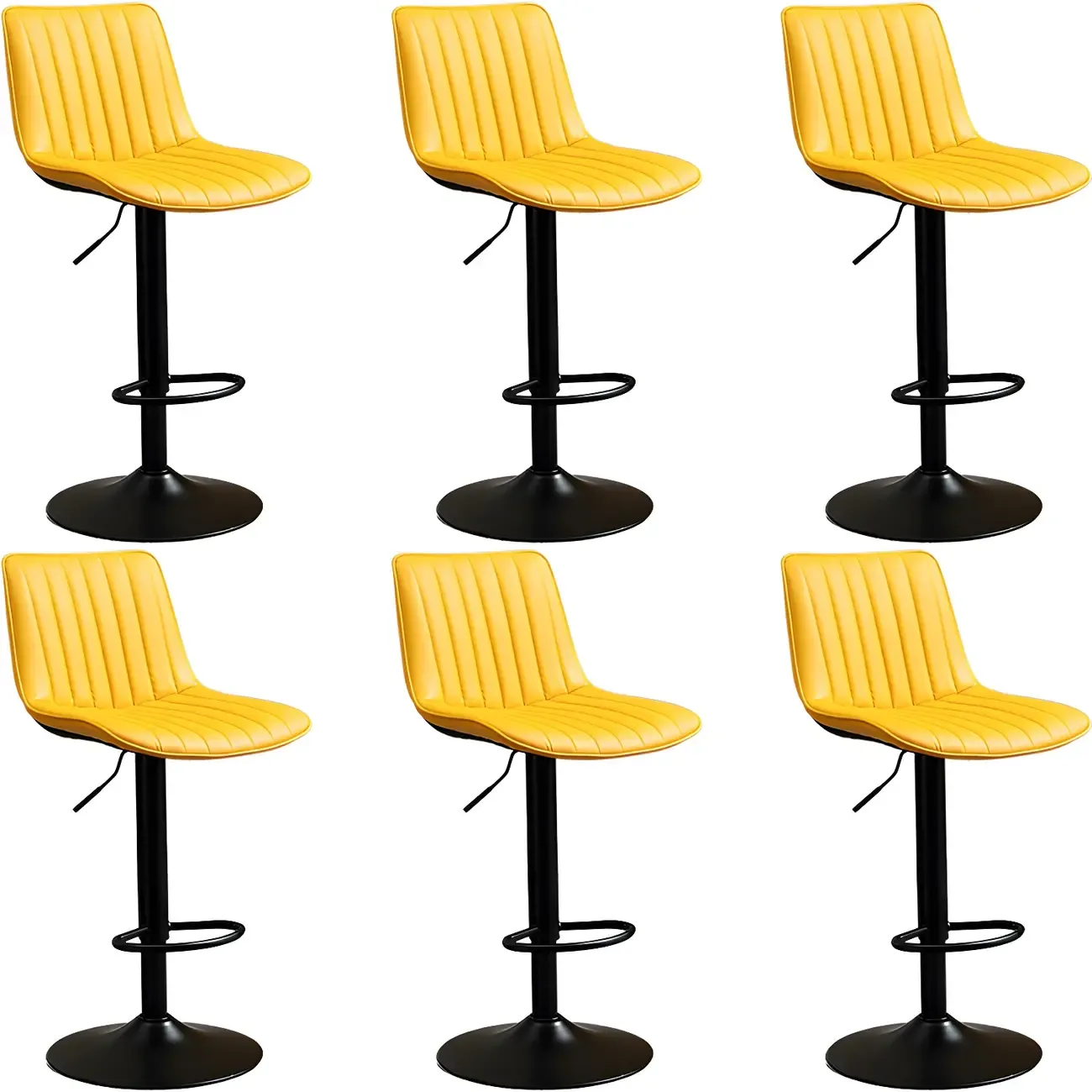 Stylish Leather Upholstered Bar Stools with Footrest for Home Bar Image - 64