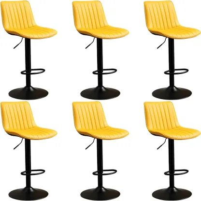 Stylish Leather Upholstered Bar Stools with Footrest for Home Bar Image - 64