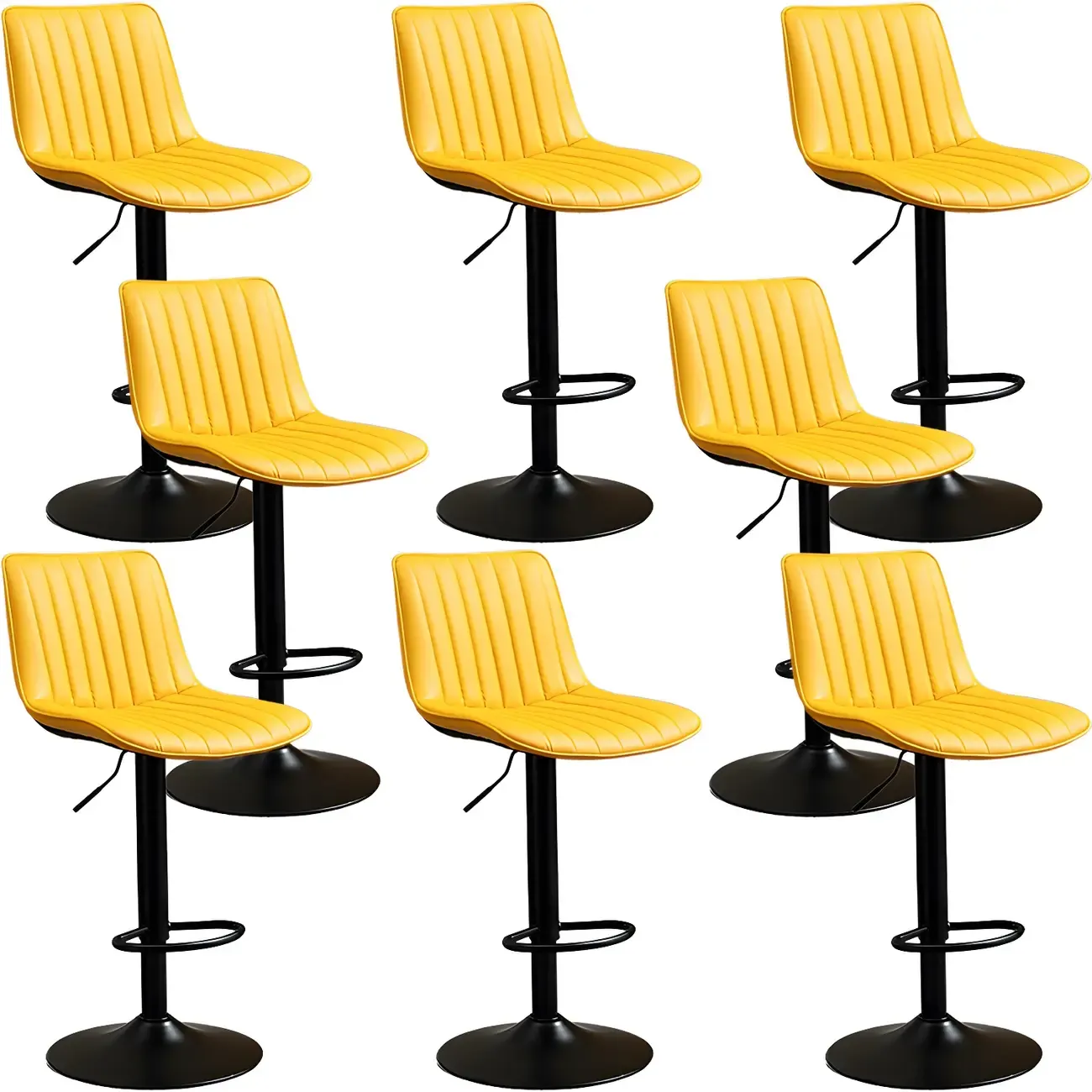 Stylish Leather Upholstered Bar Stools with Footrest for Home Bar Image - 65