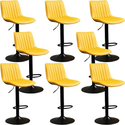 Stylish Leather Upholstered Bar Stools with Footrest for Home Bar Image - 65
