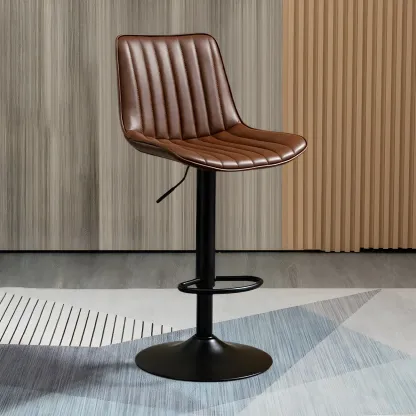 Stylish Leather Upholstered Bar Stools with Footrest for Home Bar Image - 66