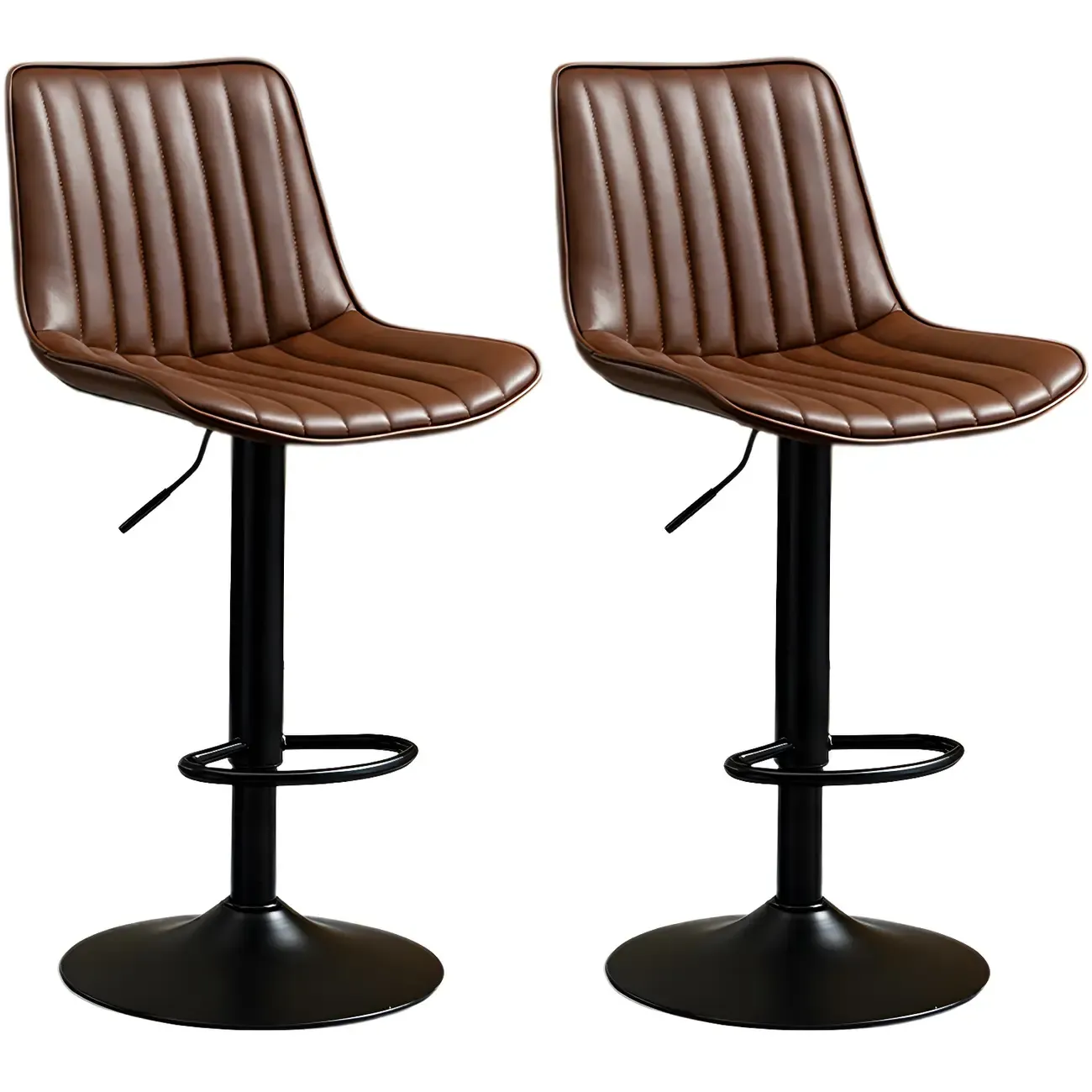 Stylish Leather Upholstered Bar Stools with Footrest for Home Bar Image - 67