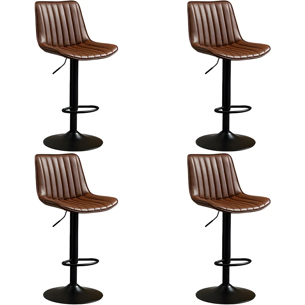 Stylish Leather Upholstered Bar Stools with Footrest for Home Bar Image - 68 | homeyfad