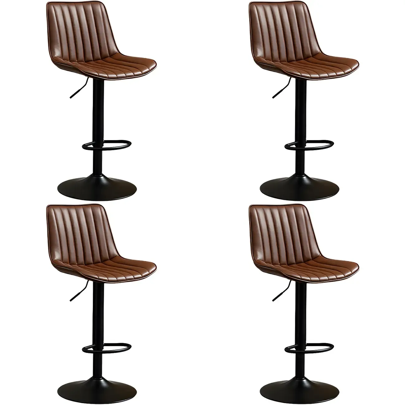 Stylish Leather Upholstered Bar Stools with Footrest for Home Bar Image - 68