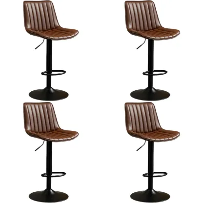 Stylish Leather Upholstered Bar Stools with Footrest for Home Bar Image - 68