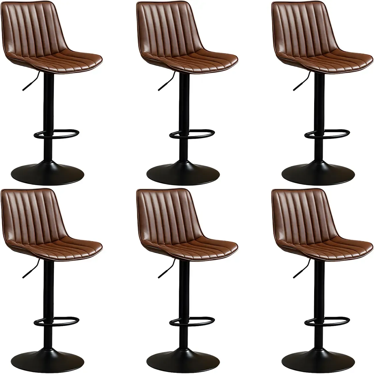 Stylish Leather Upholstered Bar Stools with Footrest for Home Bar Image - 69