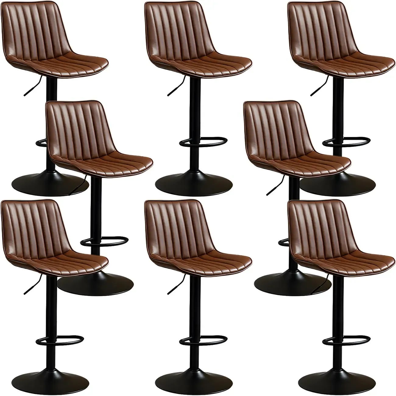Stylish Leather Upholstered Bar Stools with Footrest for Home Bar Image - 70