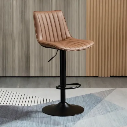 Stylish Leather Upholstered Bar Stools with Footrest for Home Bar Image - 71