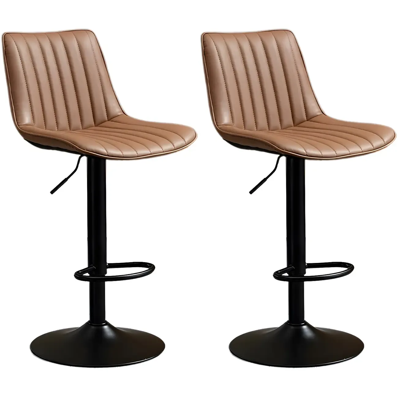 Stylish Leather Upholstered Bar Stools with Footrest for Home Bar Image - 72