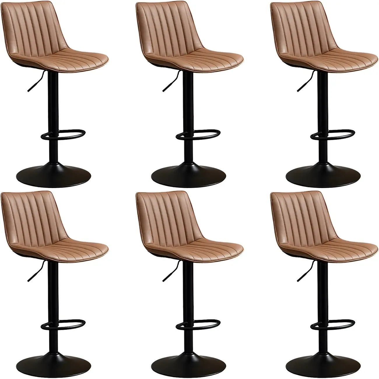 Stylish Leather Upholstered Bar Stools with Footrest for Home Bar Image - 74