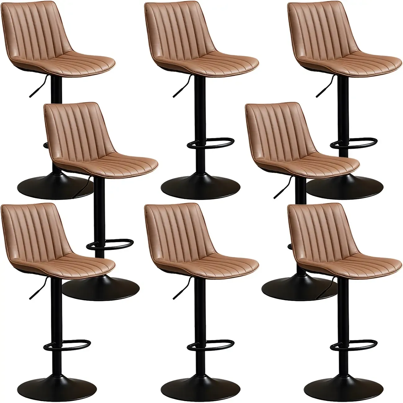 Stylish Leather Upholstered Bar Stools with Footrest for Home Bar Image - 75