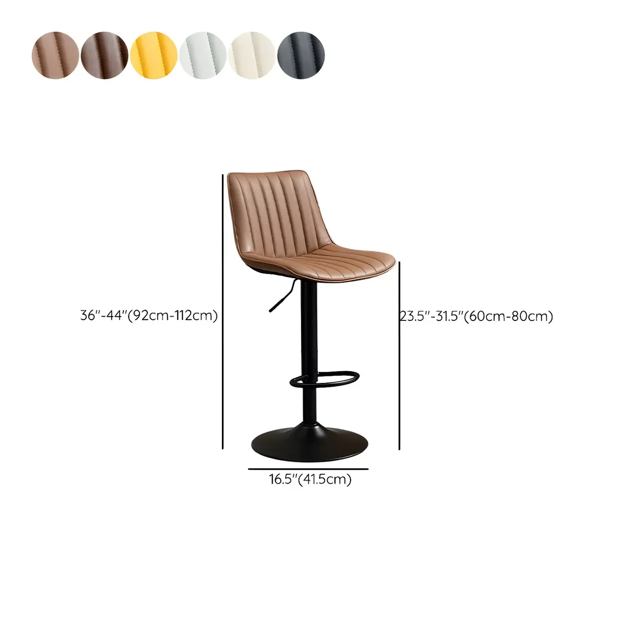 Stylish Leather Upholstered Bar Stools with Footrest for Home Bar #size