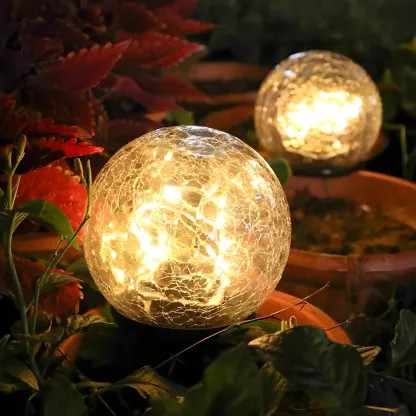 Modern Glass Globe LED Solar Landscape Lighting Image - 1