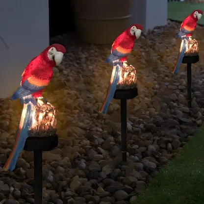  Resin Parrot Solar Pathway Landscape Lighting Image - 1