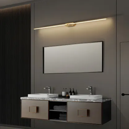 Modern Brass Vanity Light with Integrated LED for Bathroom Image - 3