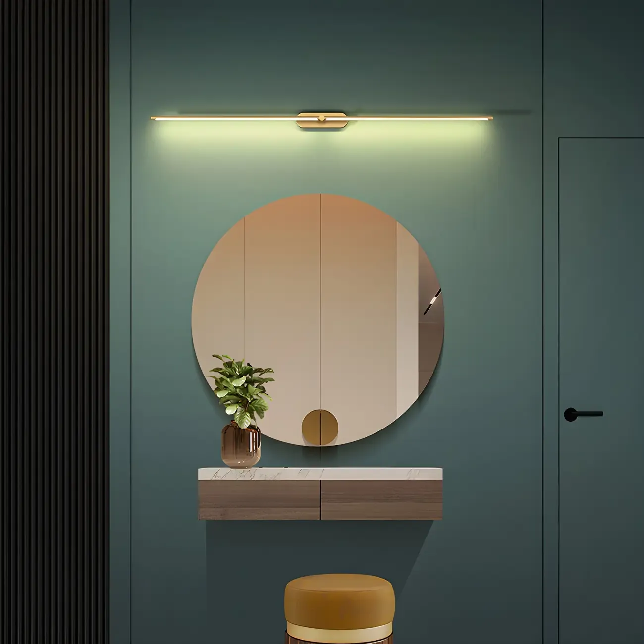 Modern Brass Vanity Light with Integrated LED for Bathroom Image - 4