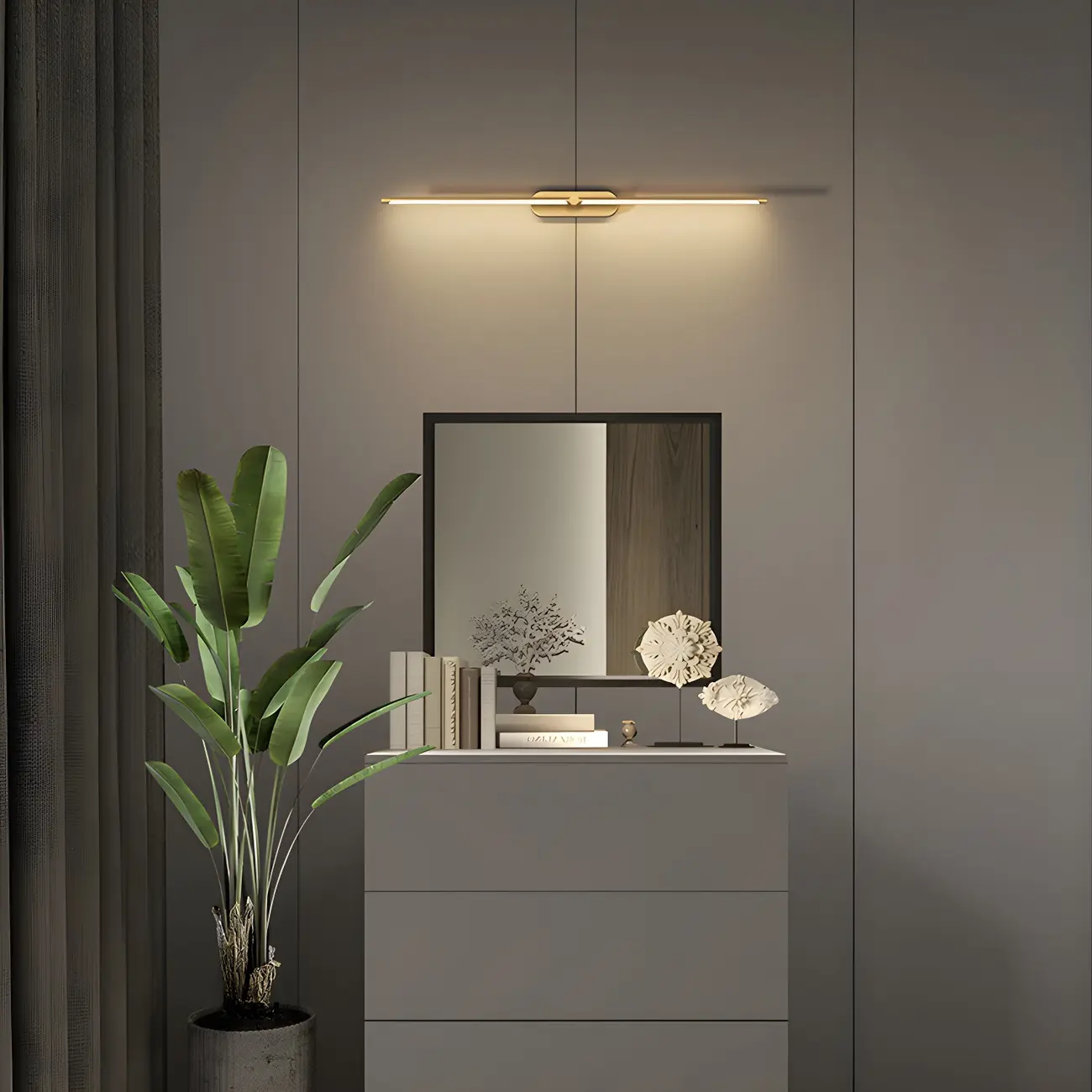 Modern Brass Vanity Light with Integrated LED for Bathroom Image - 2 | homeyfad