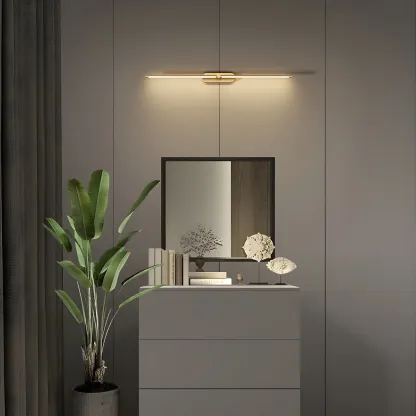 Modern Brass Vanity Light with Integrated LED for Bathroom Image - 2