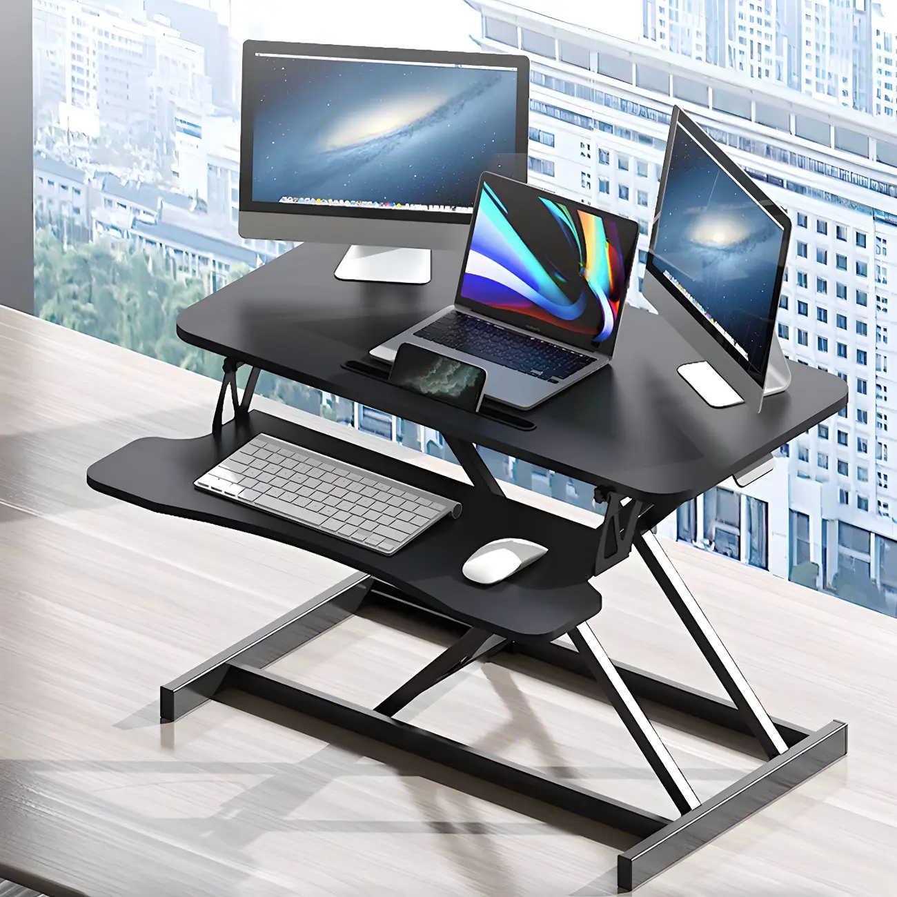 Modern Steel Adjustable Standing Office Desk for Small Spaces Image - 2 | homeyfad