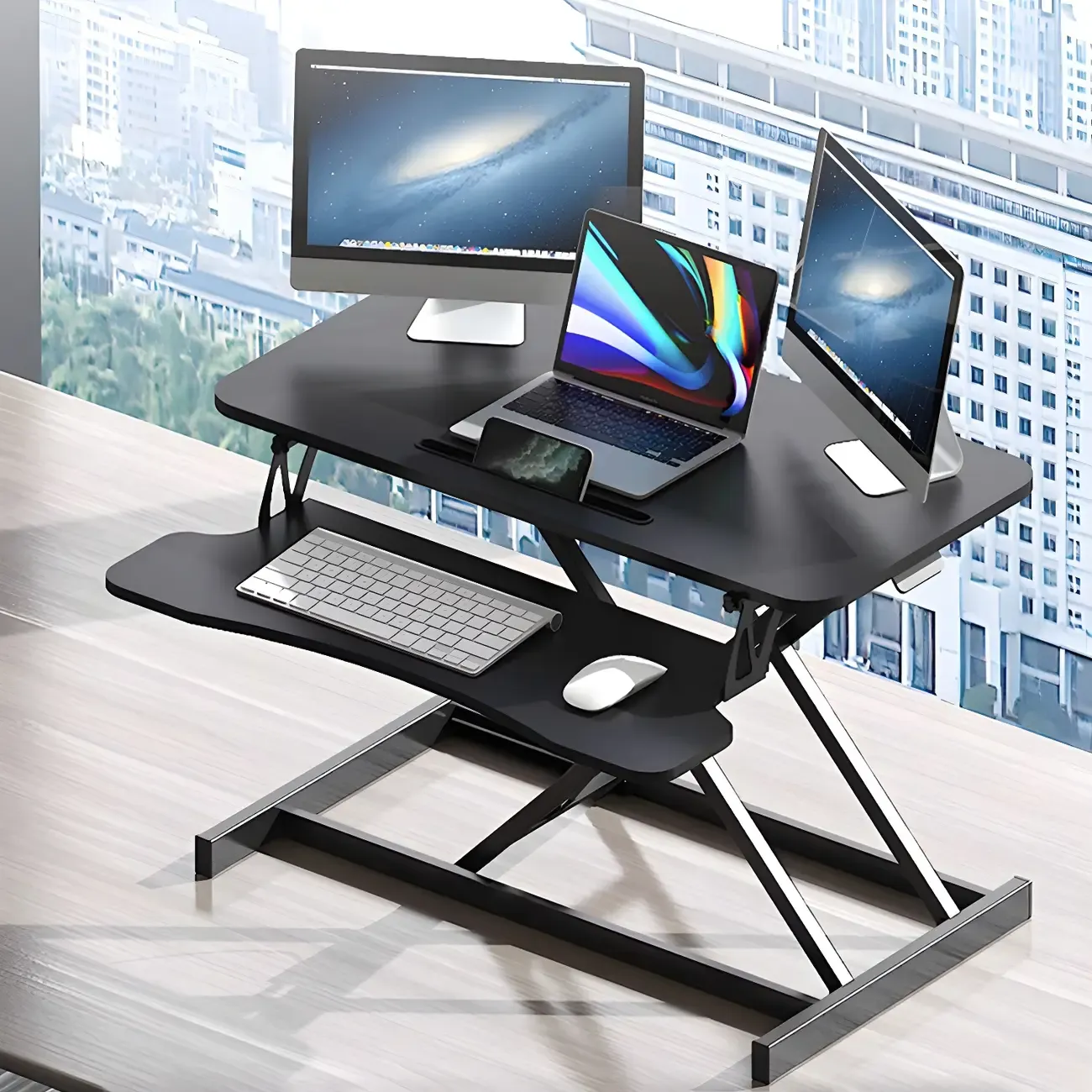 Modern Steel Adjustable Standing Office Desk for Small Spaces Image - 2