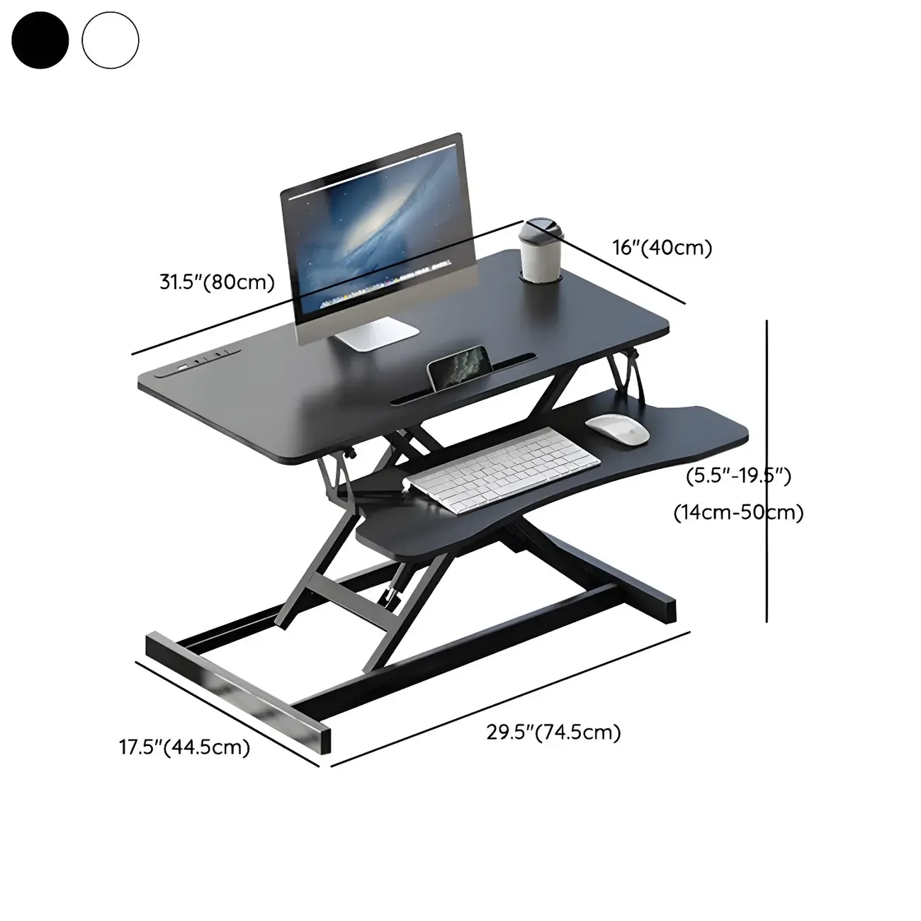 Modern Steel Adjustable Standing Office Desk for Small Spaces #size