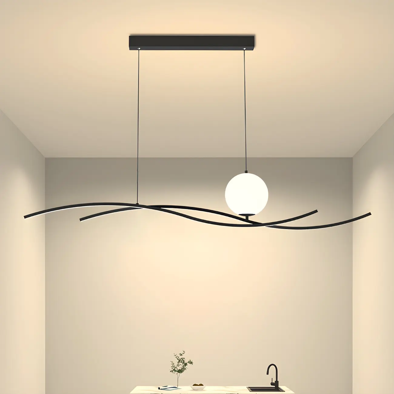 Minimalist Black/White Linear Adjustable Island Light Image - 1 | homeyfad