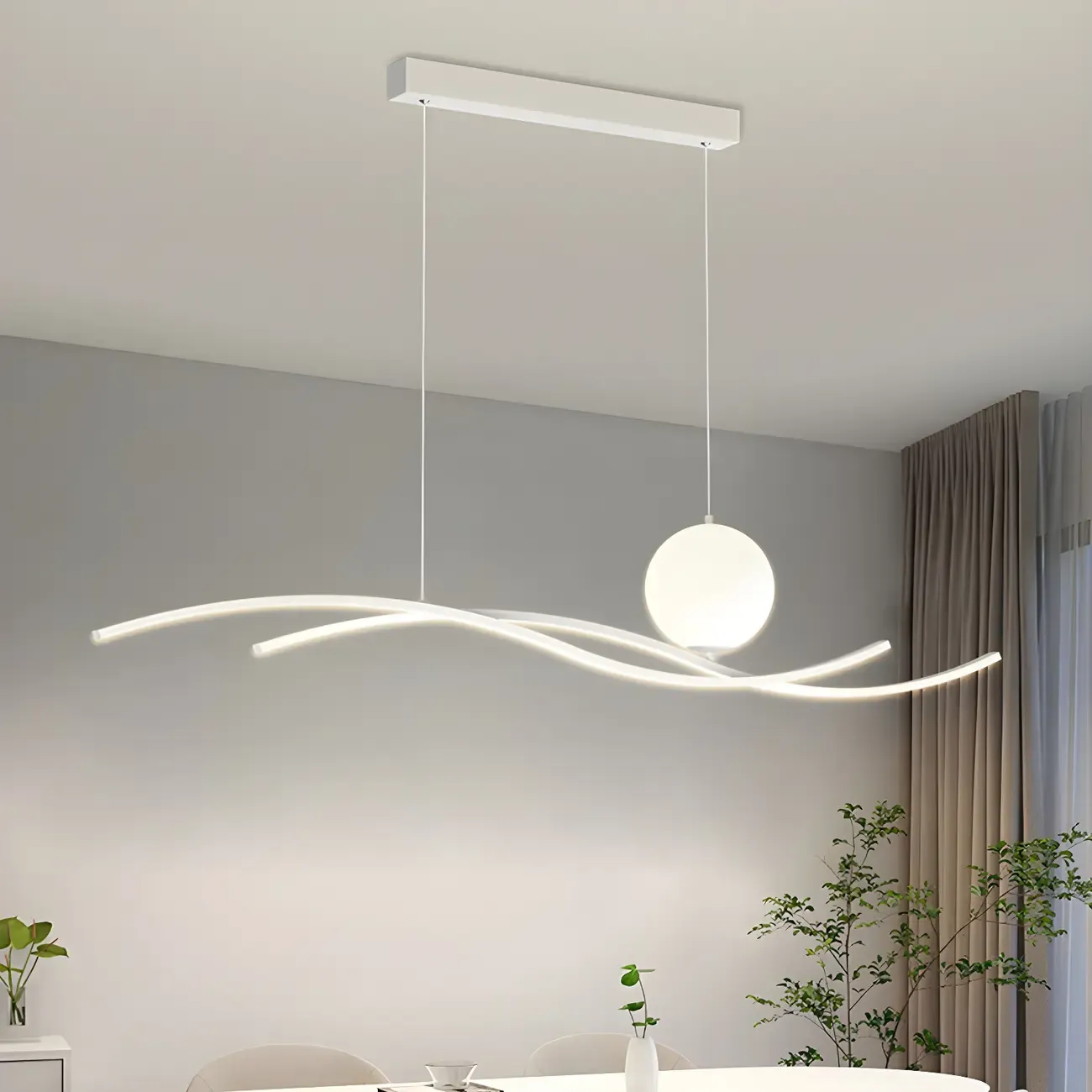 Minimalist Black/White Linear Adjustable Island Light Image - 2