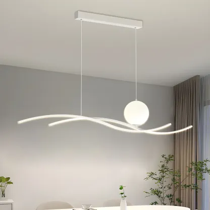 Minimalist Black/White Linear Adjustable Island Light Image - 2