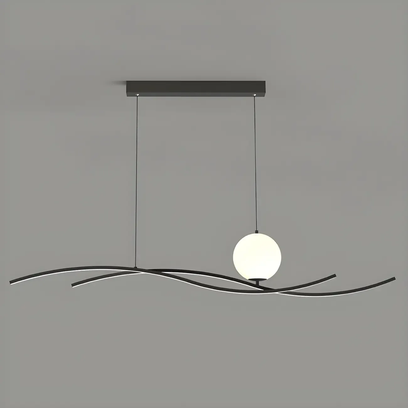 Minimalist Black/White Linear Adjustable Island Light Image - 8