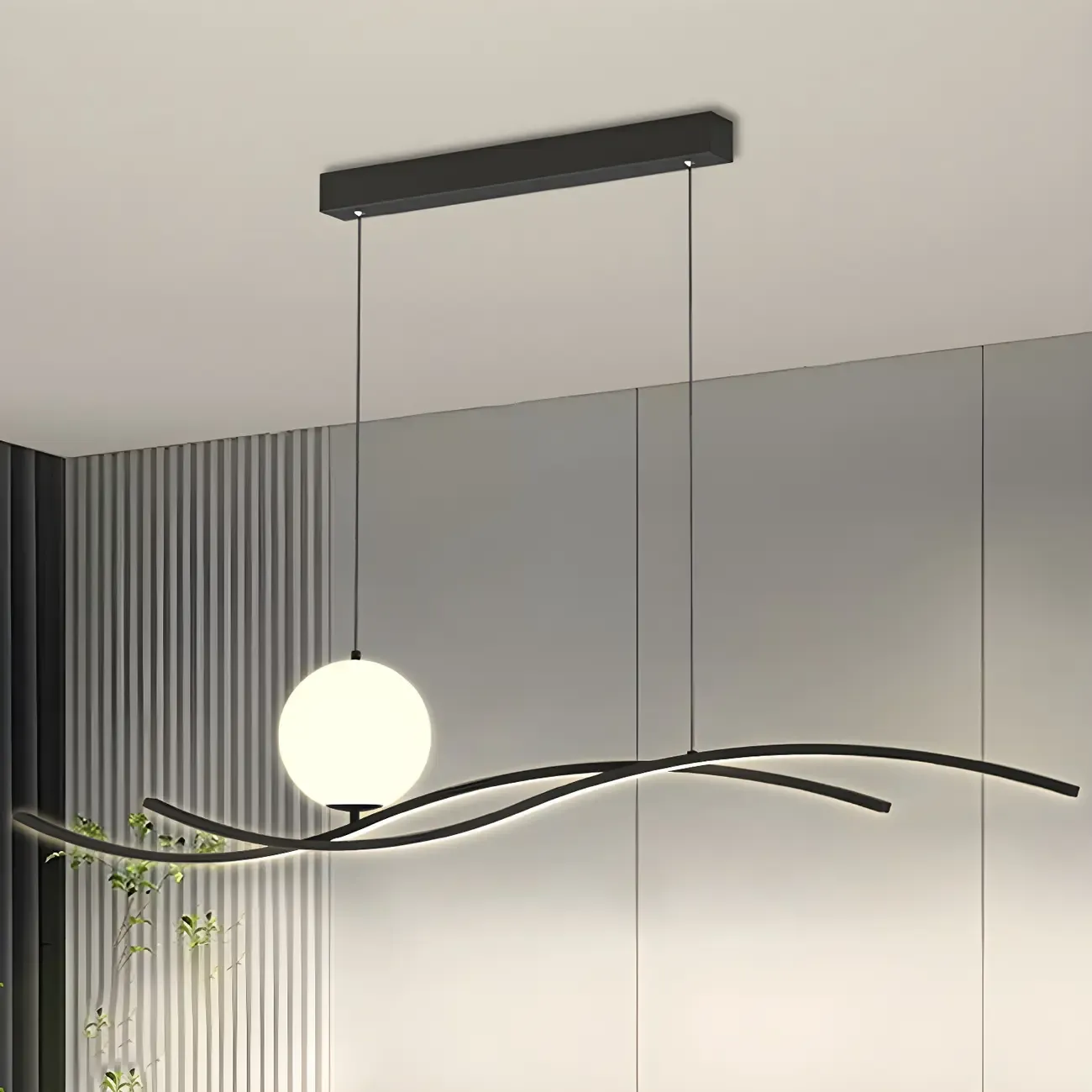 Minimalist Black/White Linear Adjustable Island Light Image - 13