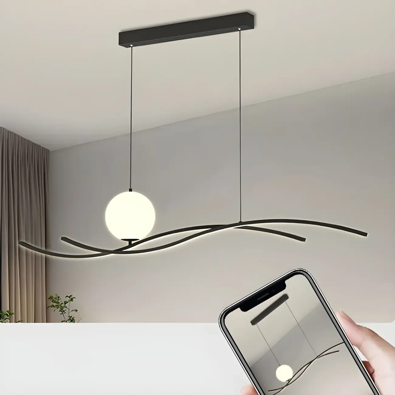 Minimalist Black/White Linear Adjustable Island Light Image - 14